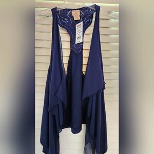 Eyelash Couture, top, dark blue, NWT Medium